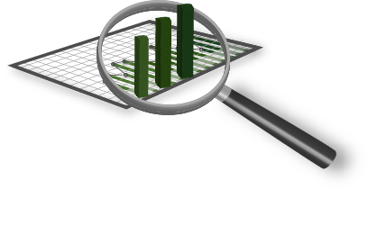 Magnifying glass and graph
